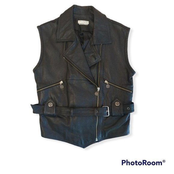Women's Medium M lew magram COLLECTION NEW YORK Leather Vest 97655 Very Rare - Picture 1 of 8